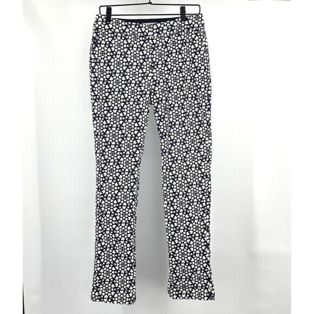 BODEN Chino‎ Pants Navy White Size 8L (Tall) Stretch Heart Print Front Pockets
